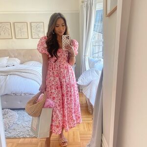 Floral Puff Sleeve Maxi Dress